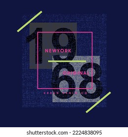 Newyork Original Urban Denim co Distressed Broken Typography neon geometrical number poster Graphic Design vector t shirt print