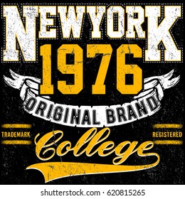 Newyork Typography vintage college brand logo print for t-shirt. Retro artwork vector illustration