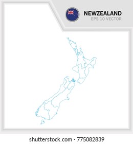 newZealand map and flag in white background