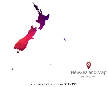 newZealand map polygon colorful vector illustrator eps10