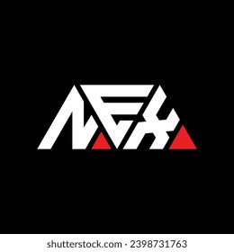 NEX triangle letter logo design with triangle shape. NEX triangle logo design monogram. NEX triangle vector logo template with red color. NEX triangular logo Simple, Elegant, and Luxurious design.