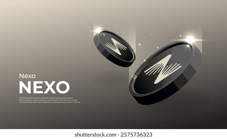 Nexo (NEXO) coin banner. NEXO coin cryptocurrency concept banner background.