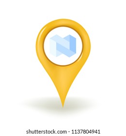 Nexo Cryptocurrency Coin Map Pin Isolated