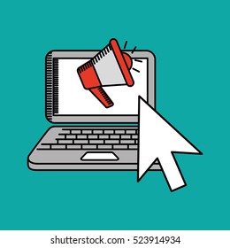 next arrow computer megaphone media vector illustration eps 10