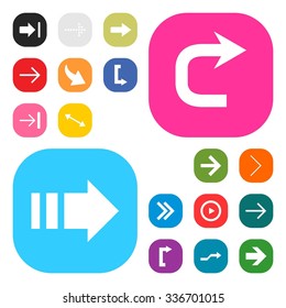 Next arrow Forward icon set. simple pictogram minimal, flat, solid, mono, monochrome, plain, contemporary style. Vector illustration web internet design elements