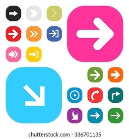 Next arrow Forward icon set. simple pictogram minimal, flat, solid, mono, monochrome, plain, contemporary style. Vector illustration web internet design elements