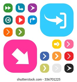 Next arrow Forward icon set. simple pictogram minimal, flat, solid, mono, monochrome, plain, contemporary style. Vector illustration web internet design elements