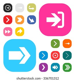 Next arrow Forward icon set. simple pictogram minimal, flat, solid, mono, monochrome, plain, contemporary style. Vector illustration web internet design elements