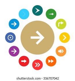 Next arrow Forward icon set. simple pictogram minimal, flat, solid, mono, monochrome, plain, contemporary style. Vector illustration web internet design elements