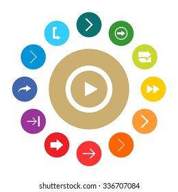 Next arrow Forward icon set. simple pictogram minimal, flat, solid, mono, monochrome, plain, contemporary style. Vector illustration web internet design elements