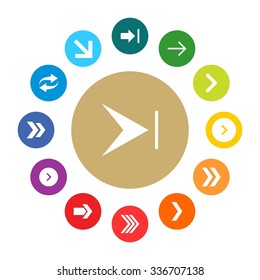 Next arrow Forward icon set. simple pictogram minimal, flat, solid, mono, monochrome, plain, contemporary style. Vector illustration web internet design elements