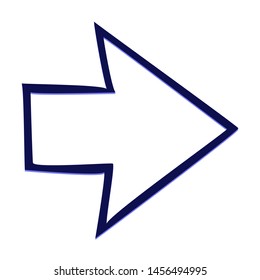 Next Arrow. Hand Drawn Icon with Blue Ballpoint Pen Style.