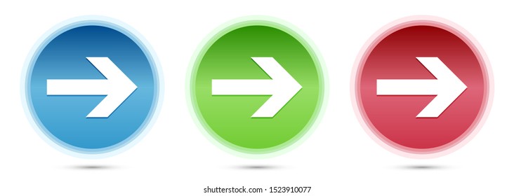 Next arrow icon isolated on glass round buttons set illustration