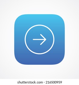 Next arrow icon in line style on the rounded button