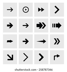 Next arrow icon set. simple pictogram minimal, flat, solid, mono, monochrome, plain, contemporary style. Vector illustration web internet design elements