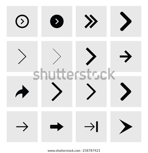 Next arrow icon set. simple\
pictogram minimal, flat, solid, mono, monochrome, plain,\
contemporary style. Vector illustration web internet design\
elements