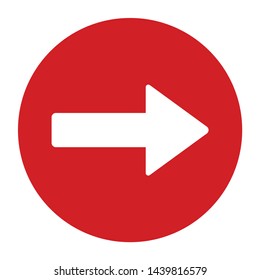 Next arrow icon vector isolated on flat red round button illustration