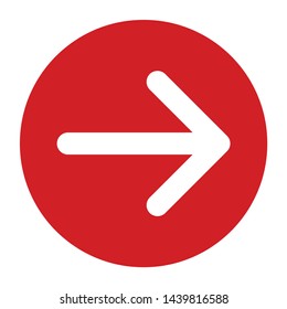 Next arrow icon vector isolated on flat red round button illustration