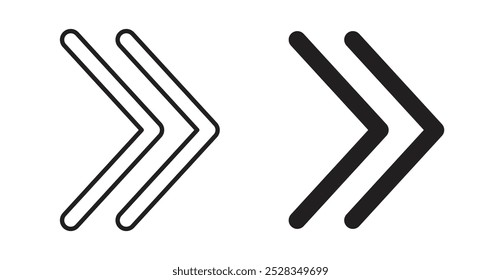 Next arrow icons. Vector set in filled and line style.