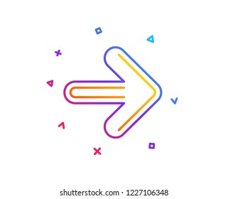 Next arrow line icon. Forward Arrowhead symbol. Navigation pointer sign. Gradient line button. Next icon design. Colorful geometric shapes. Vector