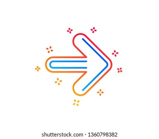 Next arrow line icon. Forward Arrowhead symbol. Navigation pointer sign. Gradient design elements. Linear next icon. Random shapes. Vector