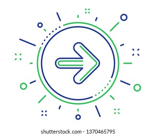 Next arrow line icon. Forward Arrowhead symbol. Navigation pointer sign. Quality design elements. Technology next button. Editable stroke. Vector