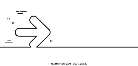 Next arrow line icon. Forward Arrowhead symbol. Navigation pointer sign. Minimal line illustration background. Next line icon pattern banner. White web template concept. Vector