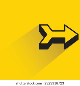 flecha siguiente con sombra sobre fondo amarillo