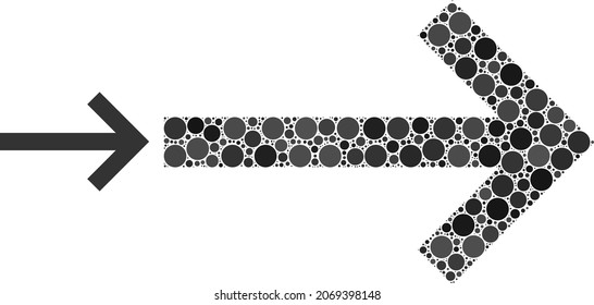 Next arrow vector composition of circle dots in various sizes and color shades. Dots are composed into next arrow vector illustration. Abstract vector illustration.
