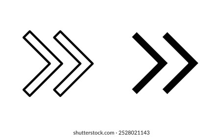 Next arrow vector icon set in black and white color.