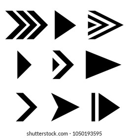 Next arrows. Black flat signs. Vector illustration isolated on white background