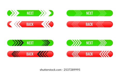 Nächste und hintere Taste. Vektorgrafik. Design für Apps. 