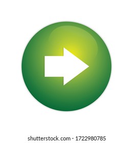 Botón Siguiente. Botón brillante verde con signo de flecha derecha. siguiente icono de glosy de círculo verde.