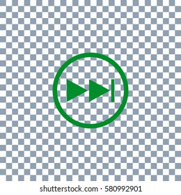 Next button vector icon. Dark green icon on transparent background.