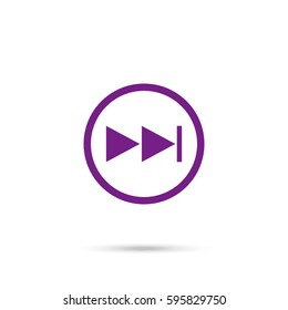 Next button vector icon. Violet icon and gray shadow 