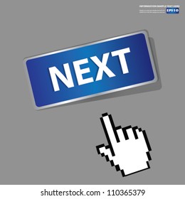 Next Button,sign with hand cursor,Vector