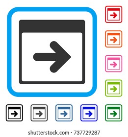 Next Calendar Day icon. Flat grey iconic symbol in a light blue rounded rectangle. Black, gray, green, blue, red, orange color versions of Next Calendar Day vector.