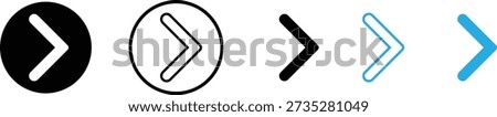 Next and chevron right arrow icons set in filled and outline style