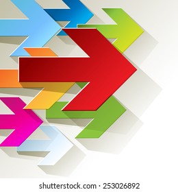 Next colorful arrows in corner on white background