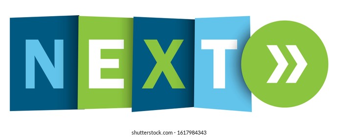 NEXT colorful vector typographic web button with arrows