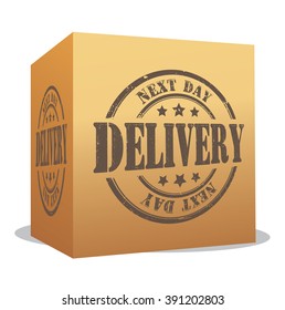 next day delivery box on a white, vector illustration