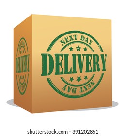 next day delivery box on a white, vector illustration
