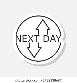 Next day delivery icon sticker isolated on gray background