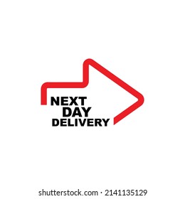 next day delivery sign on white background