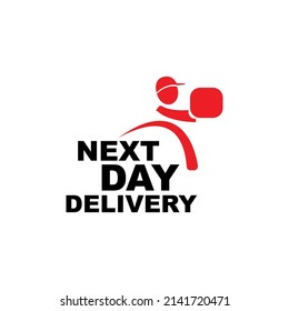 next day delivery sign on white background