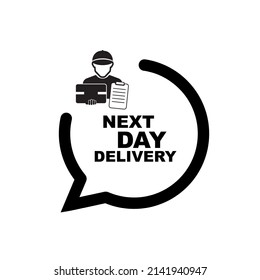 next day delivery sign on white background