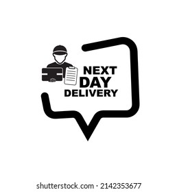 next day delivery sign on white background