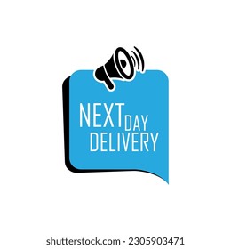 next day delivery sign on white background