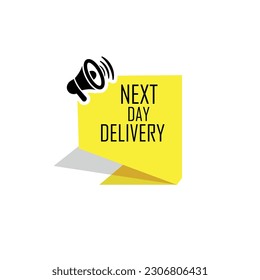 next day delivery sign on white background