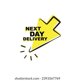 next day delivery sign on white background